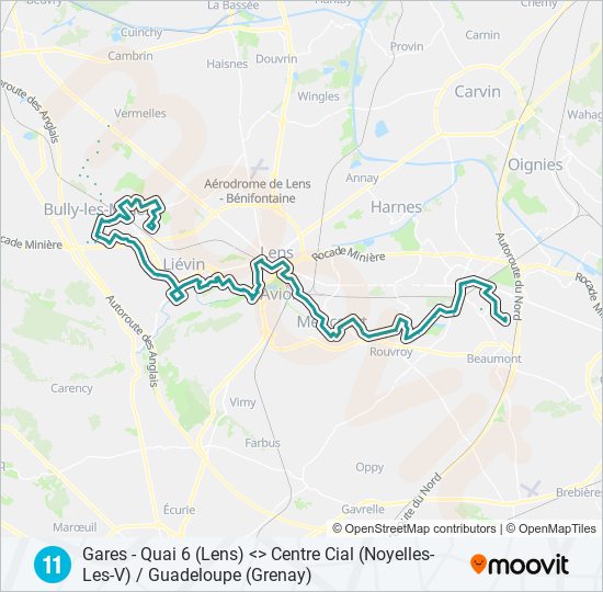 Plan de la ligne 11 de bus