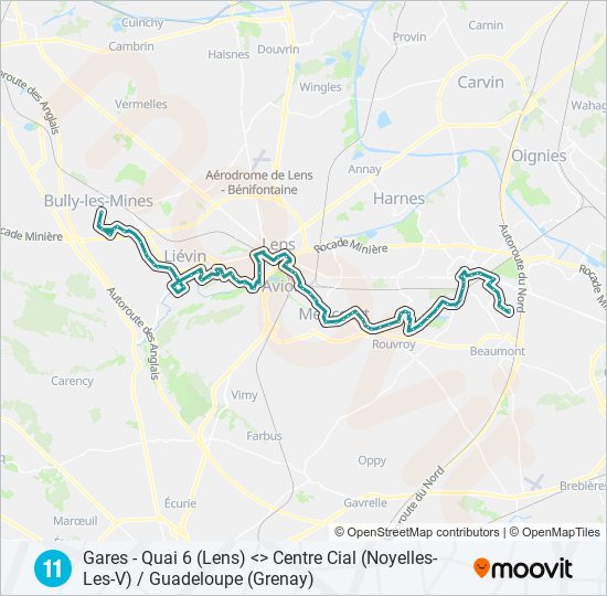 Plan de la ligne 11 de bus