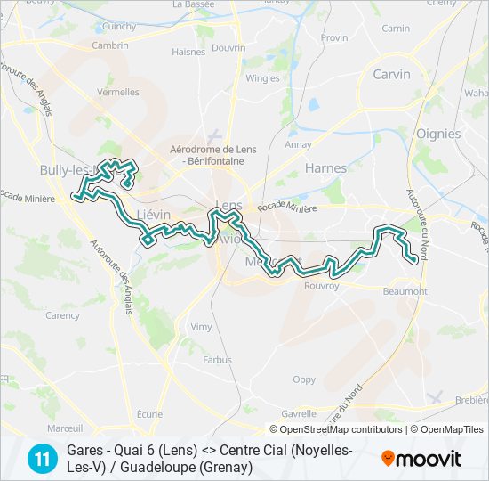 Plan de la ligne 11 de bus