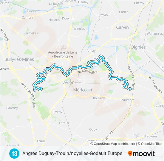 13 Bus Line Map