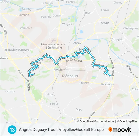 13 Bus Line Map