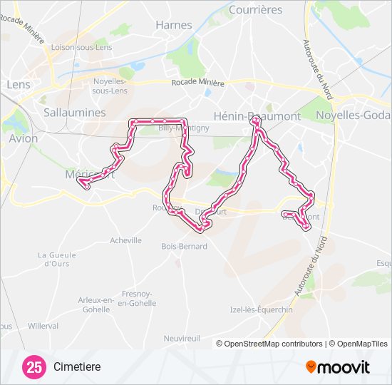 25 bus Line Map