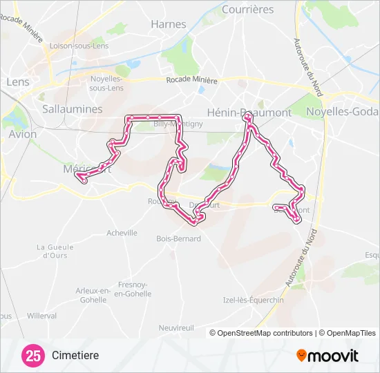 25 Bus Line Map