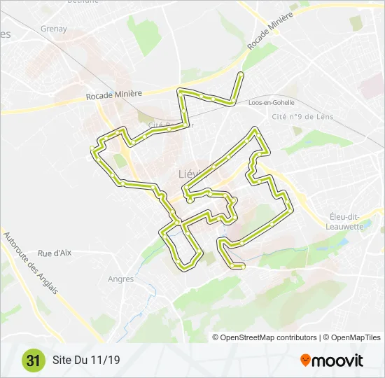 Plan de la ligne 31 de bus