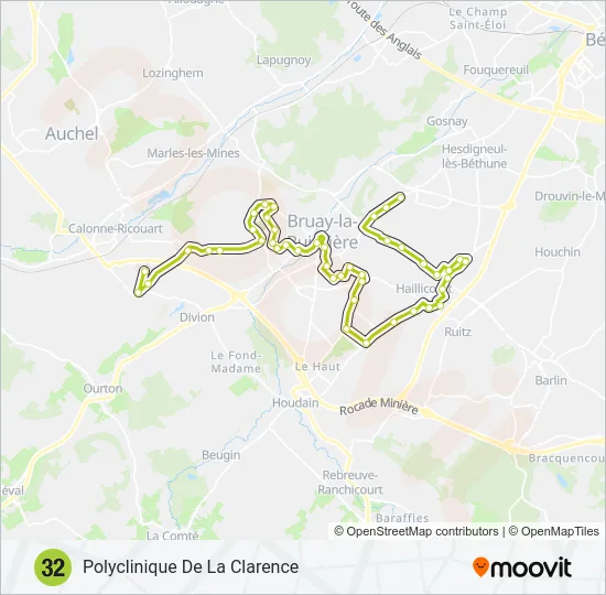 Plan de la ligne 32 de bus