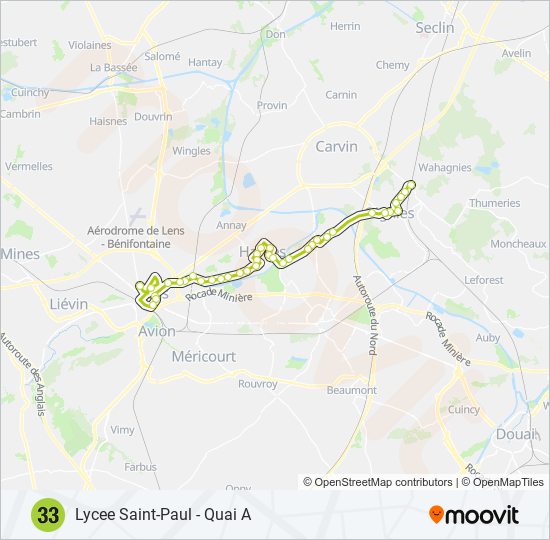 Plan de la ligne 33 de bus