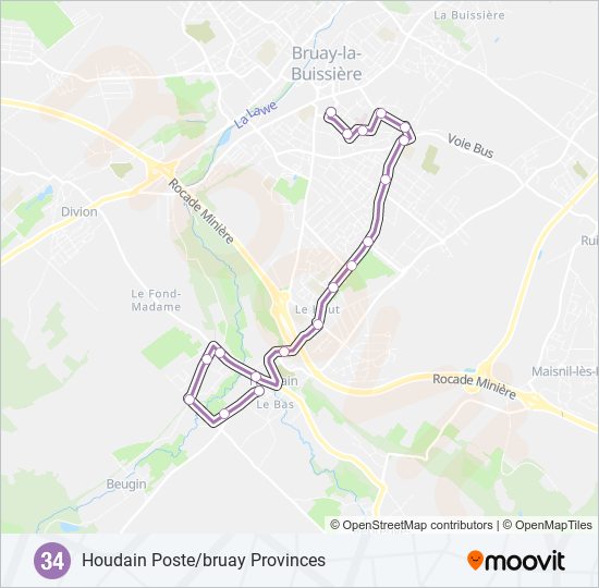 Plan de la ligne 34 de bus