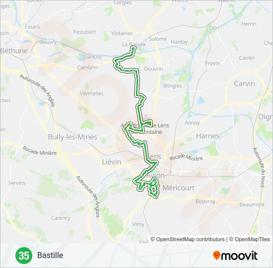 35 Bus Line Map