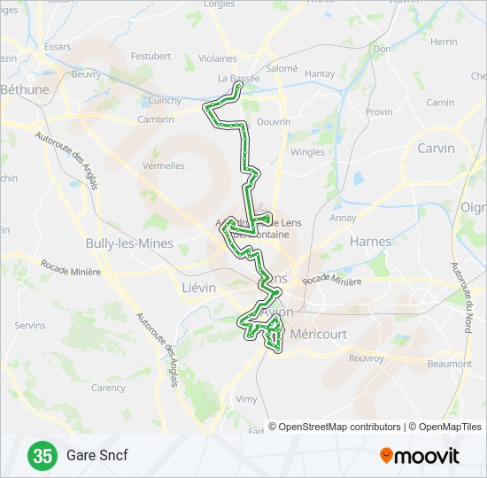 Plan de la ligne 35 de bus