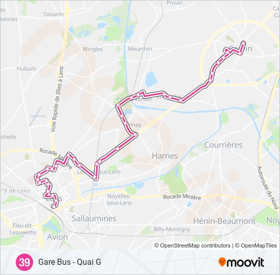 Plan de la ligne 39 de bus