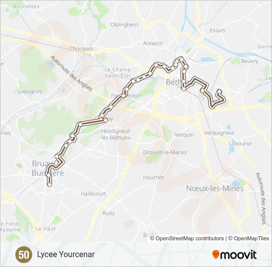 Plan de la ligne 50 de bus