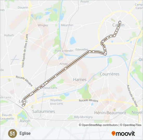 51 Bus Line Map