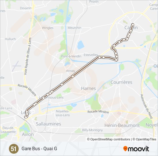 51 bus Line Map