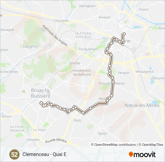 52 Bus Line Map