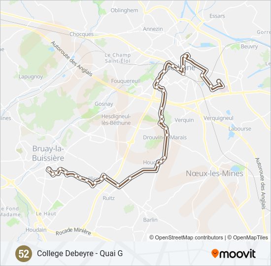 52 Bus Line Map