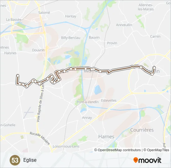 53 Bus Line Map
