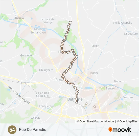 54 Bus Line Map