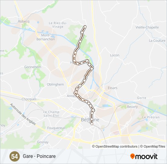 54 Bus Line Map