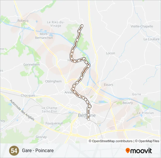 54 Bus Line Map