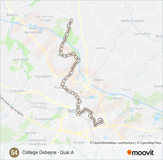 54 Bus Line Map