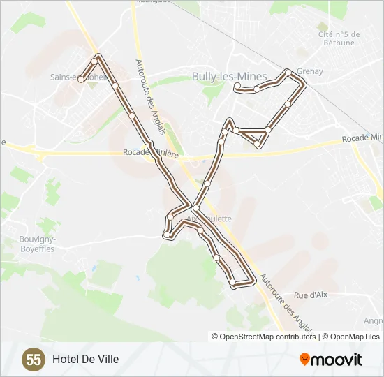 55 Bus Line Map