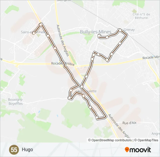 55 Bus Line Map