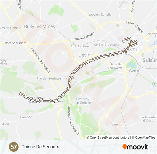 57 Bus Line Map