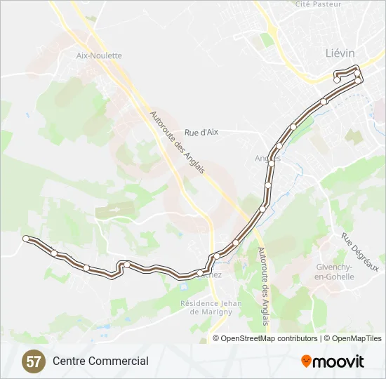 57 Bus Line Map