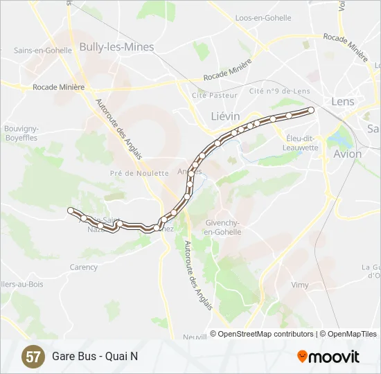 57 Bus Line Map