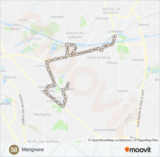 58 Bus Line Map