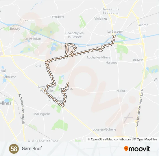 58 Bus Line Map