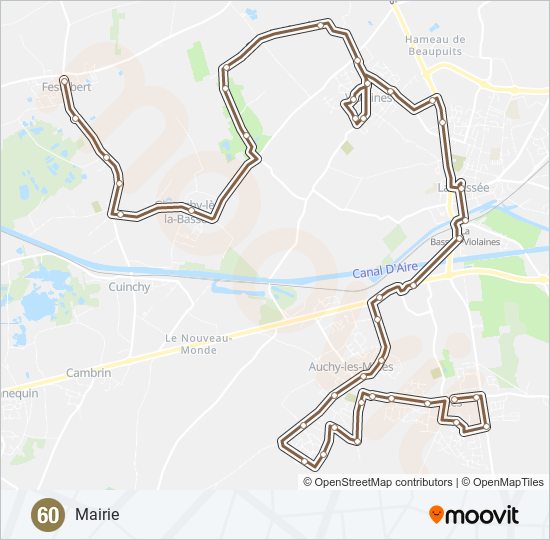 Plan de la ligne 60 de bus