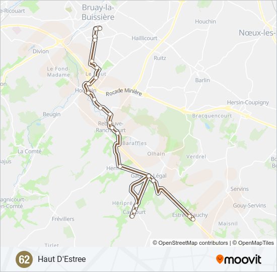 Plan de la ligne 62 de bus