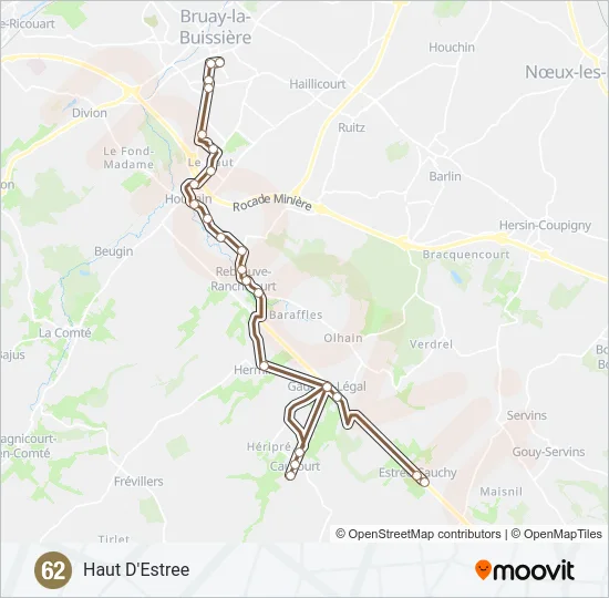 Plan de la ligne 62 de bus