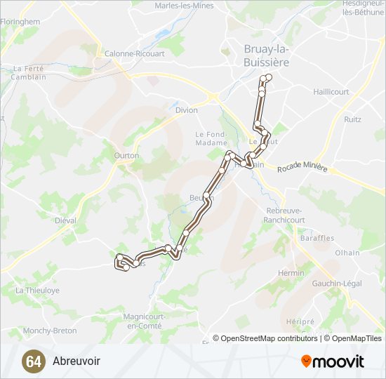 Plan de la ligne 64 de bus