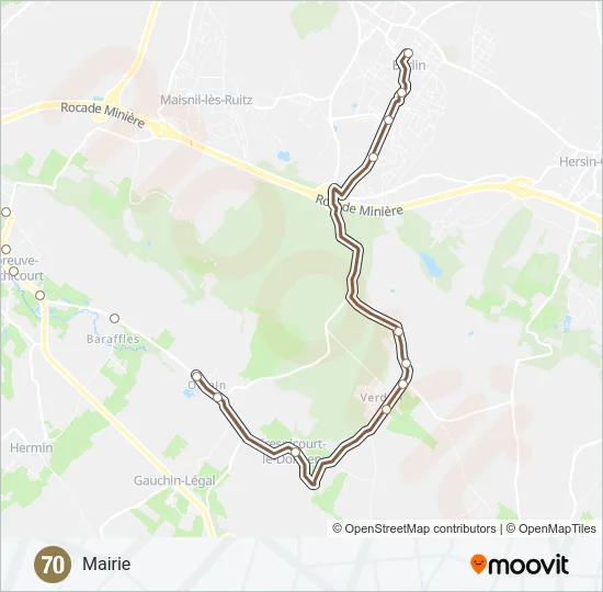 Plan de la ligne 70 de bus