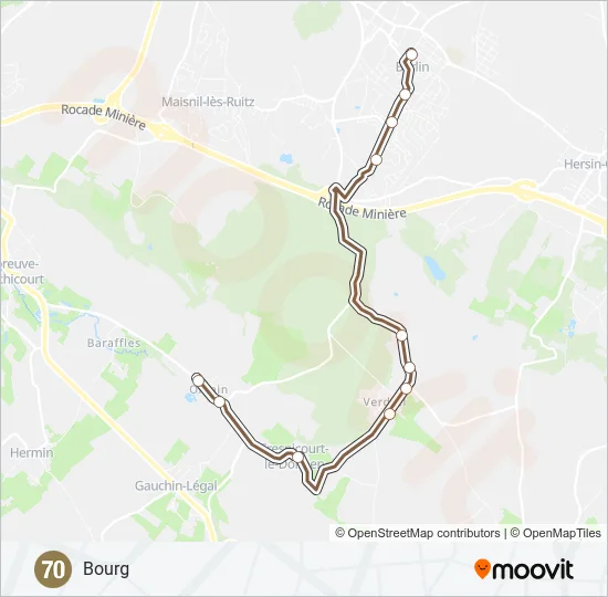 Plan de la ligne 70 de bus