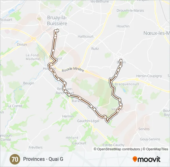 Plan de la ligne 70 de bus