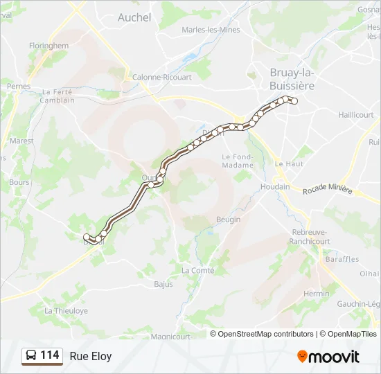 Plan de la ligne 114 de bus