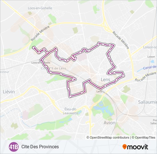 Mapa de 41B de autobús