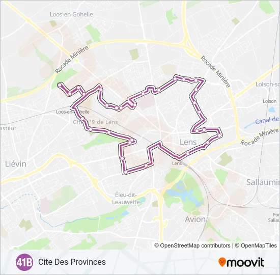 Plan de la ligne 41B de bus