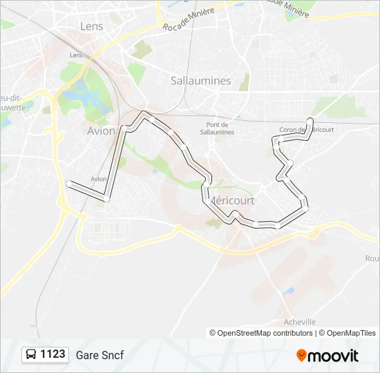 Plan de la ligne 1123 de bus
