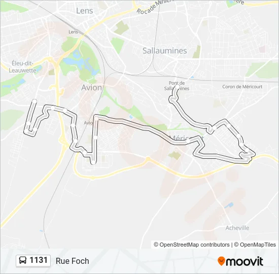 Plan de la ligne 1131 de bus
