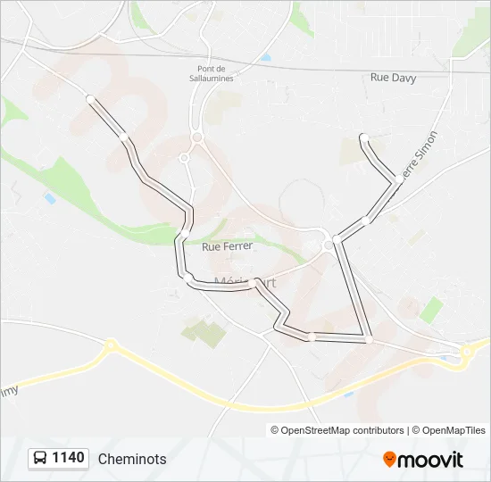Plan de la ligne 1140 de bus
