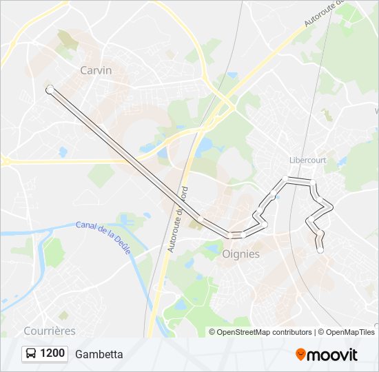 Plan de la ligne 1200 de bus