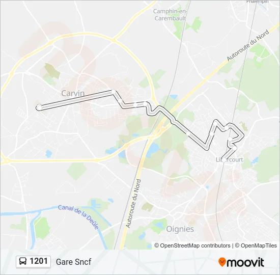 Plan de la ligne 1201 de bus