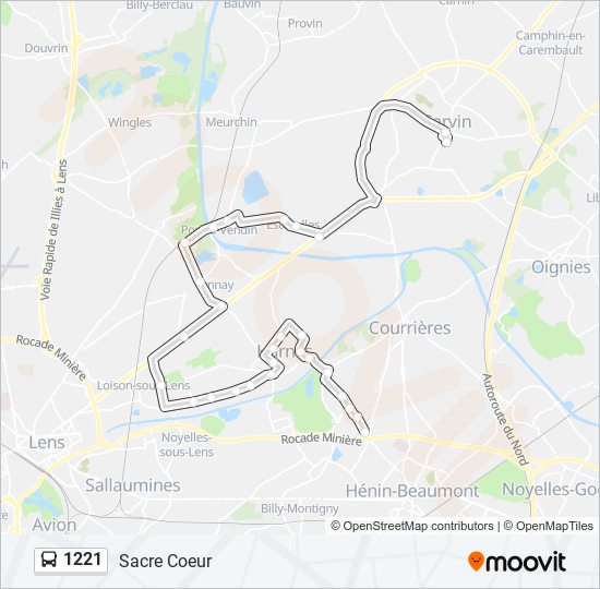 Plan de la ligne 1221 de bus