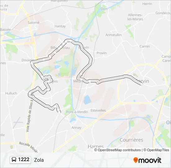 Plan de la ligne 1222 de bus