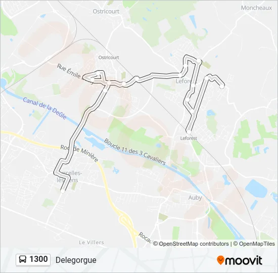 1300 Bus Line Map