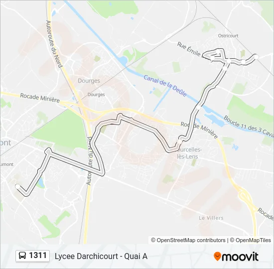 Plan de la ligne 1311 de bus
